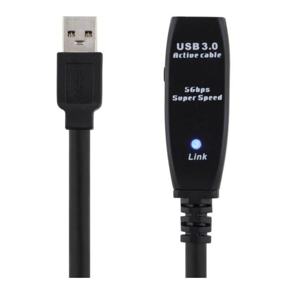 DELTACO PRIME aktiv USB 3.0-forlængerkabel, Type A han - hun, 7m