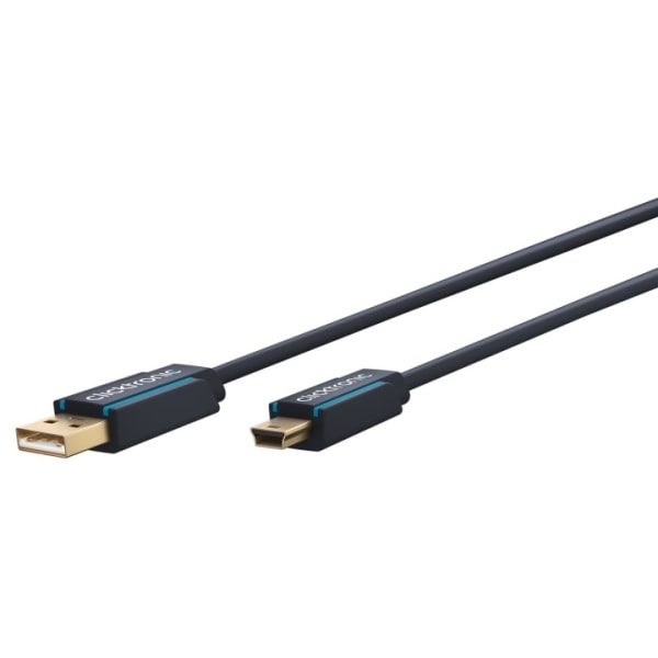 ClickTronic Adapterkabel från USB A till USB Mini B 2.0 Premiumkabel | USB A-kontakt  USB mini B-kontakt | 3,0 m | 480 Mbit/s