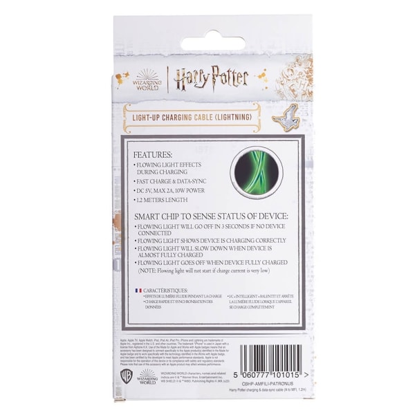 Harry Potter USB A til Lightning Light-Up 1,2m MFI Patronus