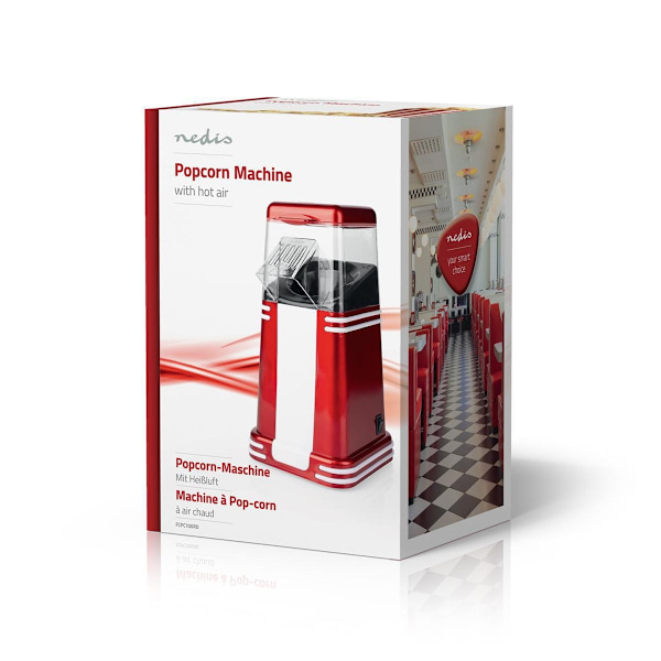 Nedis popcorn maskin | 1200 W | 2 - 4 min | Röd / Vit