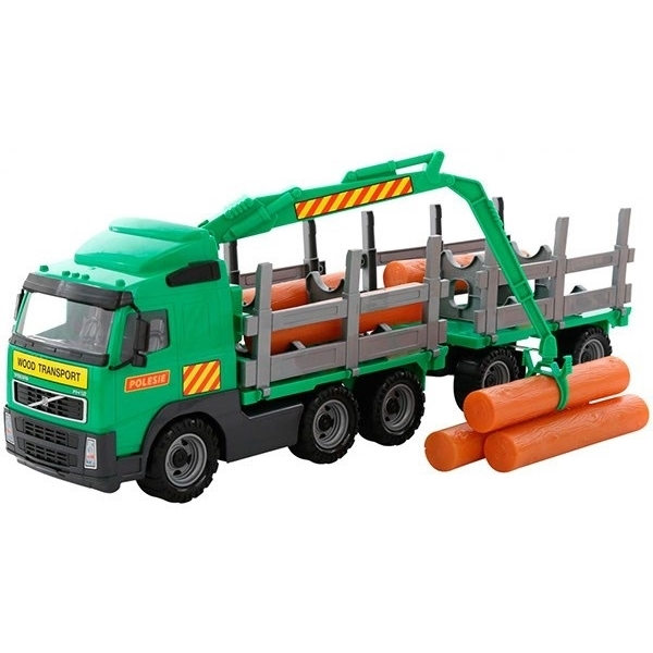 Volvo Lastbil med Timmer, Kran och Släp 775x190x255mm