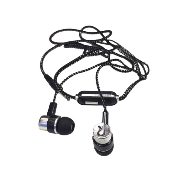 In-ear hörlur med mikrofon, Svart/Silver Svart