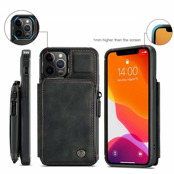 Pungtaske til iPhone 13 Pro, Sort Svart