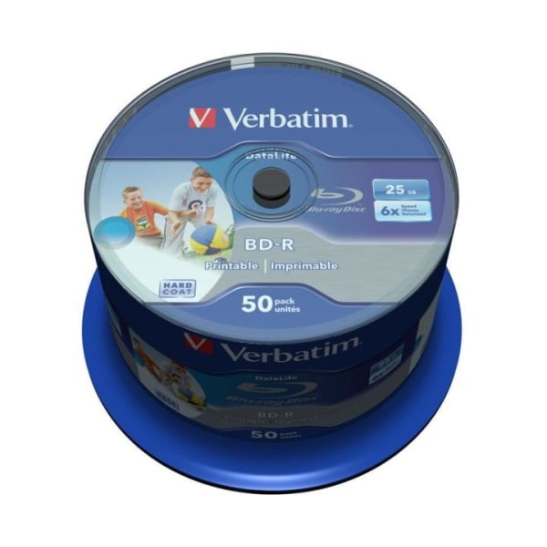 Verbatim BD-R, 6x, 25GB/200tim, Wide Inkjet Printable, 50-p spin