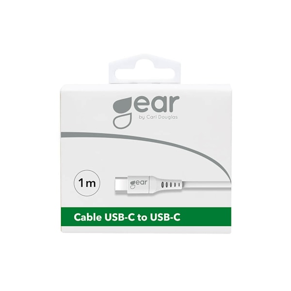 GEAR Ladekabel USB-C til USB-C 2.0 1m Hvid Rund Kabel