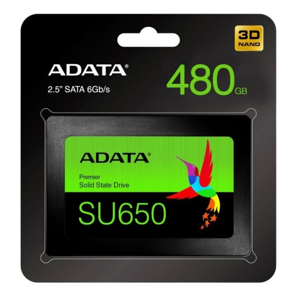 ADATA Ultimate SU650 SSD-levy, 2,5", 480GB, musta