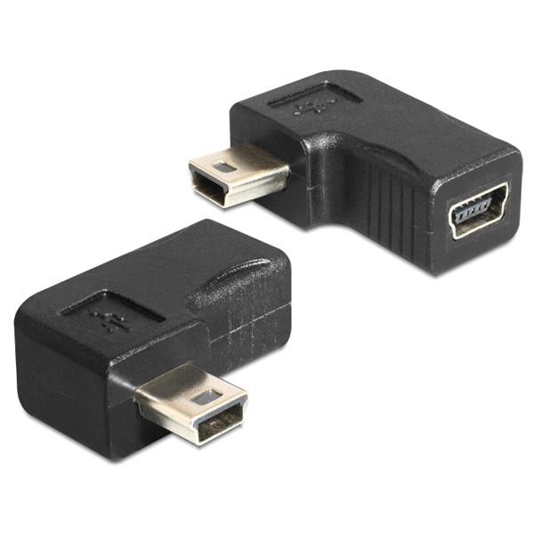 DeLOCK USB-adapter, USB-mini B 5-pin han til hun 90ø vinklet, sort