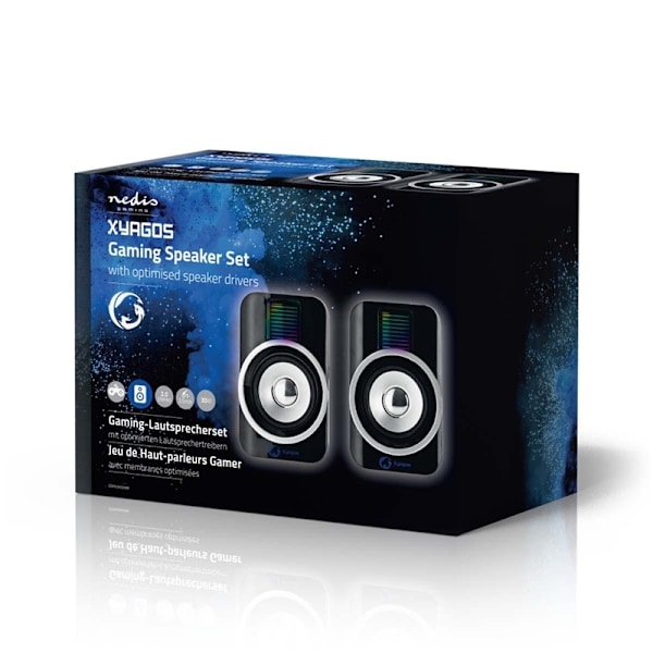 Nedis Gaming högtalare | Högtalarkanaler: 2.0 | USB ström | 3.5 mm Hane | 30 W | RGB | Volymkontroll