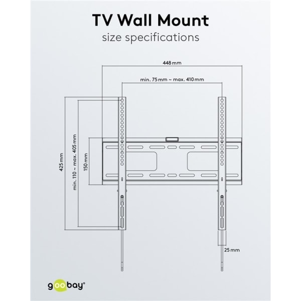 Goobay TV-väggfäste Pro FIXED (M) för TV-apparater från 32 till 55 tum (81-140 cm) (upp till 50 kg)