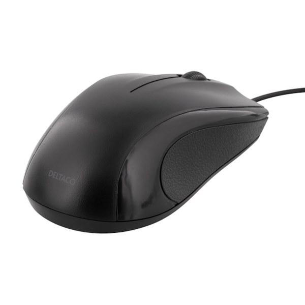 DELTACO optisk mus med ledning, 3 knapper med scroll, 1.200 DPI, USB 2