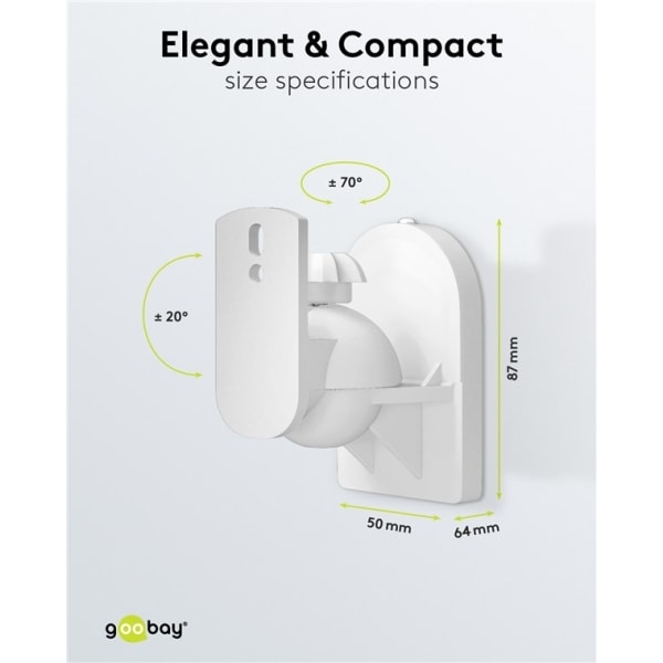 Goobay Högtalarfästning universal universalhögtalarhållare för väggmontering, (svängbart och lutat) för högtalare upp till max. 3,5 kg, svart