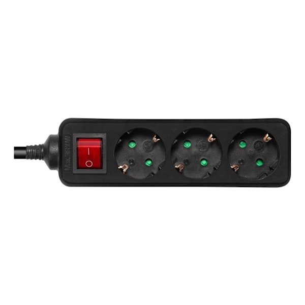DELTACO outlet 3xCEE 7/3 1xCEE 7/7 switch 1,5m black