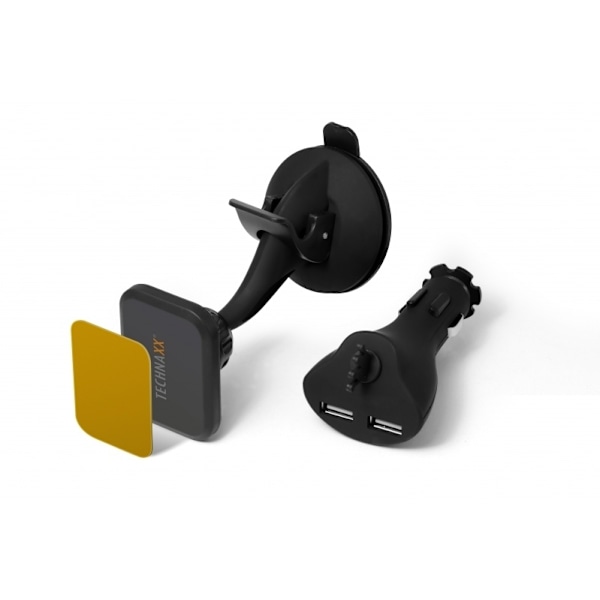 Technaxx magneettinen autoteline älypuhelimille ja tableteille + autolaturi (TE09)