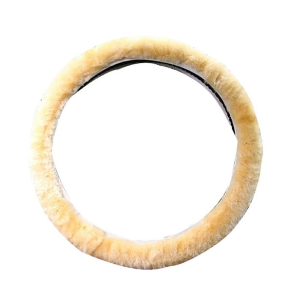 Steering Wheel Muff - Pehmeä, lämmin tekoturkis ohjauspyörän suojus, sopii useimpiin autoihin, Beige