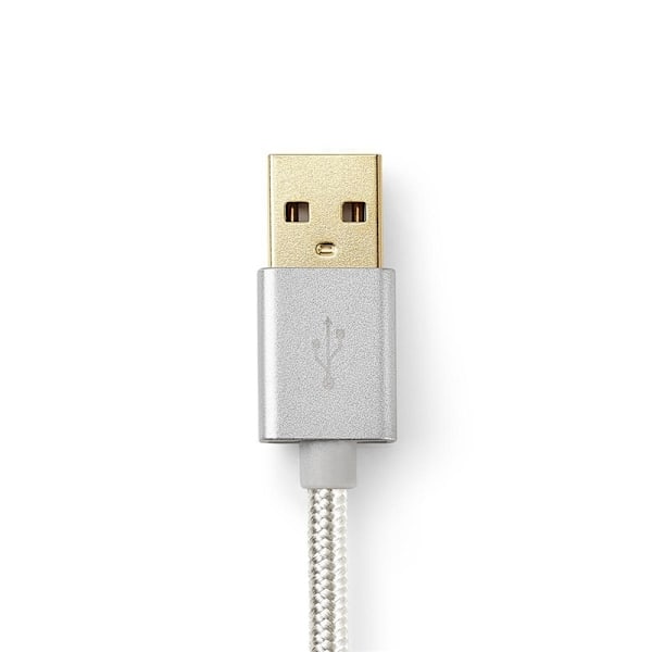 Nedis USB-kabel | USB 2.0 | USB-A Han | USB-Câ„¢ Han | 15 W | 480 Mbps | Guldplateret | 2.00 m | Runde | Flettet / Nylon | Aluminium | Cover Window Bo