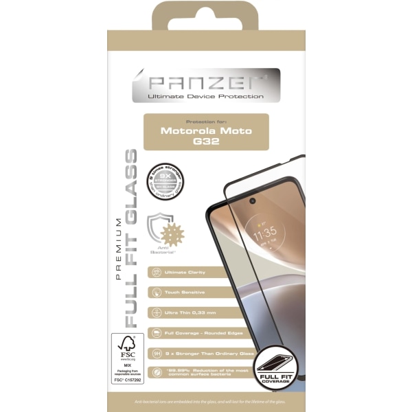 panzer Motorola Moto G32 Full-Fit Glass Black Transparent,Svart