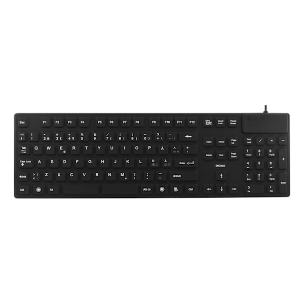 DELTACO rubberized keyboard, silicone, IP68, full size, 105 keys,black
