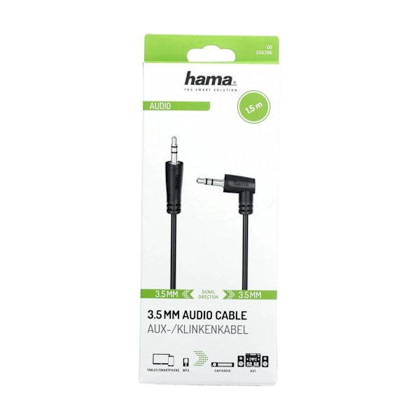 Hama Cable Audio 3.5-3.5 Angle Black 1.5m