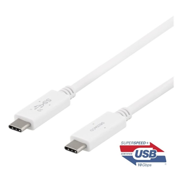 DELTACO USB-C till USB-C-kabel, 0,5m, 10Gbps, 100W 5A, USB 3.1 Gen 2,