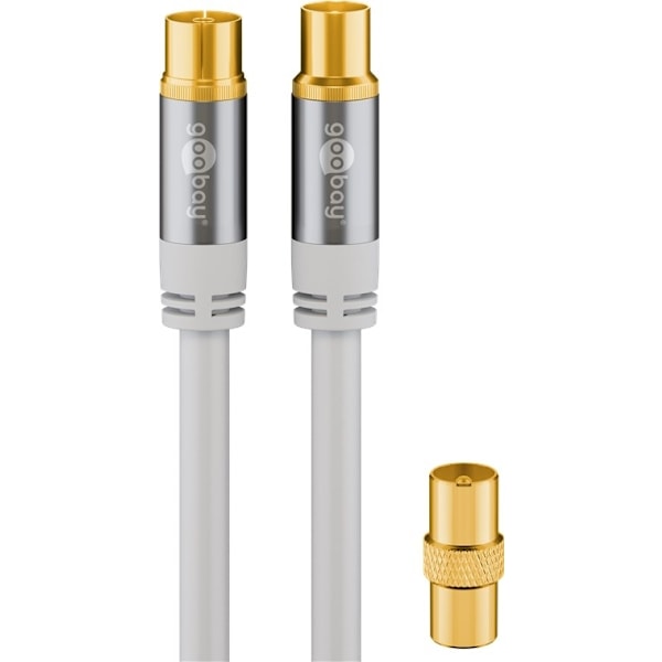 Goobay TV-antennkabel (135 dB), 4x skärmad guldpläterad, koaxial-uttag > koaxial-plugg, 10 m