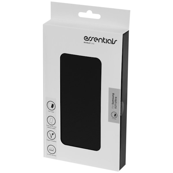 Essentials Samsung S21 Ultra PU wallet, detach, 3 card, Black Svart