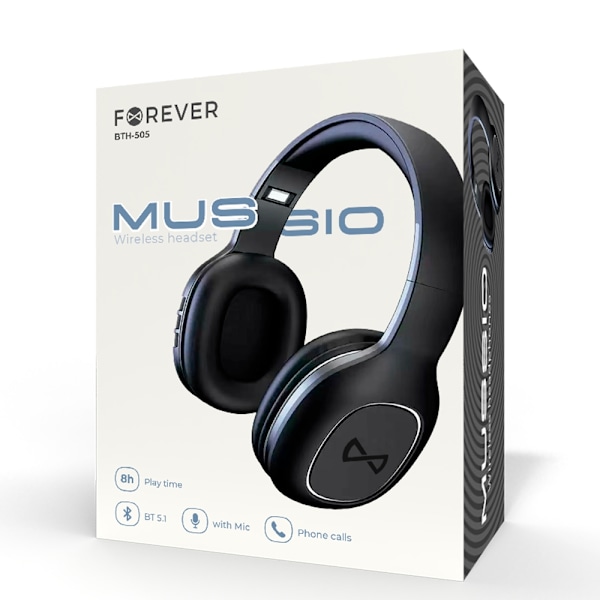 Forever BTH-505 Trådlöst headset, On-ear, Svart Svart