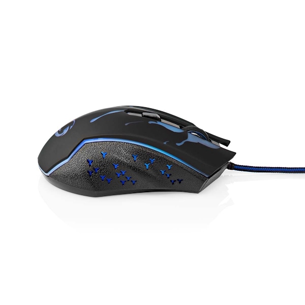 Nedis Gaming Mus | Trådbundet | 1200 / 1800 / 2400 / 3600 dpi | Justerbar DPI | Antal knappar: 6 | Programmerbara knappar | Högerhänt | 1.50 m | LED