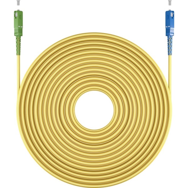 Goobay Fiberoptisk kabel (FTTH), Singlemode (OS2) Yellow, gul (Simplex), 30 m plugg SC-APC (8°) > SC plugg (UPC), halogenfri kabelhölje (LSZH)
