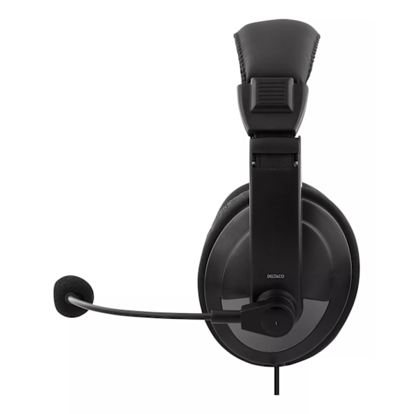 DELTACO USB-kuulokemikrofoni, 40mm elementit, 32Ohm, 20Hz-20kHz, musta