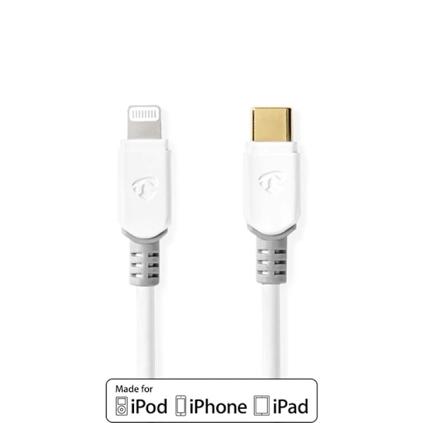 Nedis Lightning Kaapeli | USB 2.0 | Apple Lightning 8-Pin | USB-C™ Uros | 480 Mbps | Kullattu | 2.00 m | Pyöreä | PVC | Valkoinen | Ikkunallinen laati