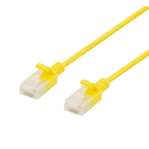 DELTACO U/UTP Cat6a patch cable, slim, 3,5mm diameter, 0,3m, yellow