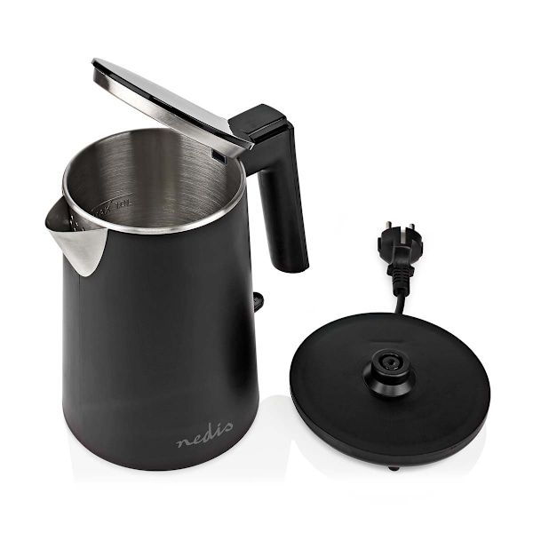 Nedis Vatten kokare | 1.0 l | Plast | Svart | Roterbar 360 grader | Dolt värmeelement | Strix® kontroll | Koka-tort funktion