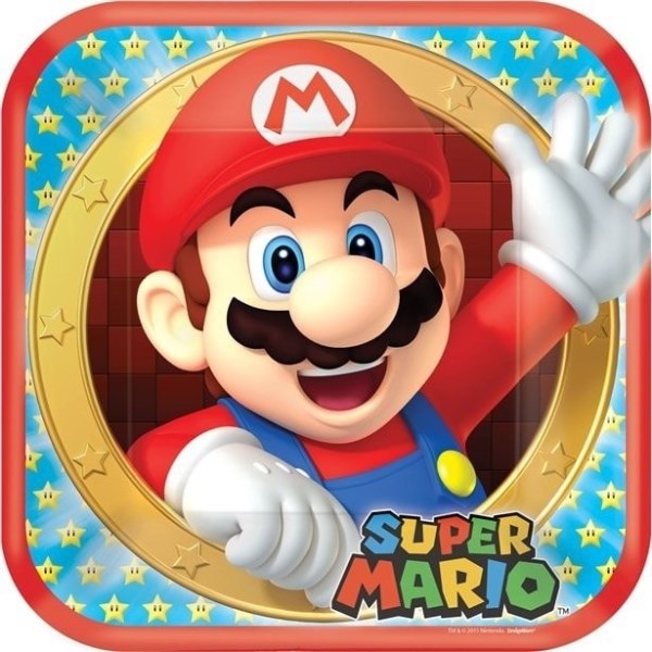 Super Mario festtallerkener - 23 cm (8-pak)