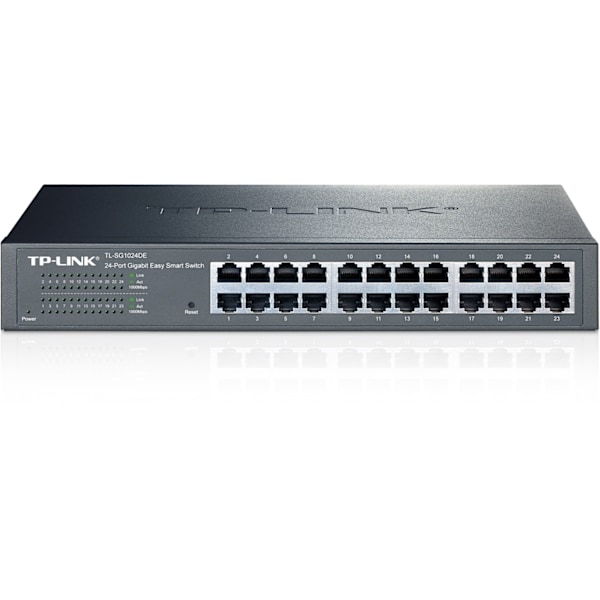 TP-LINK, netværksswitch, 24-ports 10/100/1000Mbps, RJ45, sort