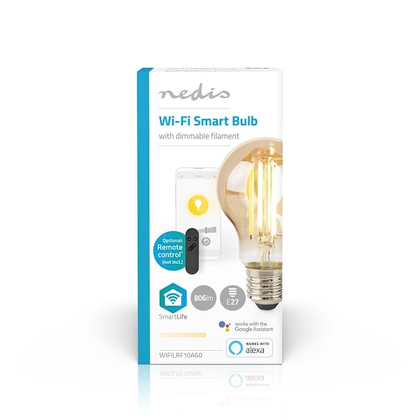 Nedis SmartLife LED Filamenttilamppu | Wi-Fi | E27 | 806 lm | 7 W | Lämmin Valkoinen | 1800 - 3000 K | Lasi | Android™ / IOS | polttimo | 1 kpl