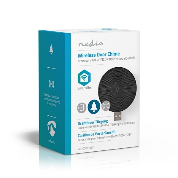 Nedis SmartLife Klokke | Wi-Fi | Tilbehør til: WIFICDP10GY | USB Drevet | 4 Lyde | 5 V DC | Justérbar volume | Sort