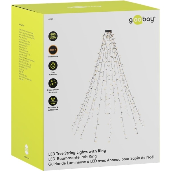 Goobay 400 LED julgransbelysning med ring, timer och minnesfunkt