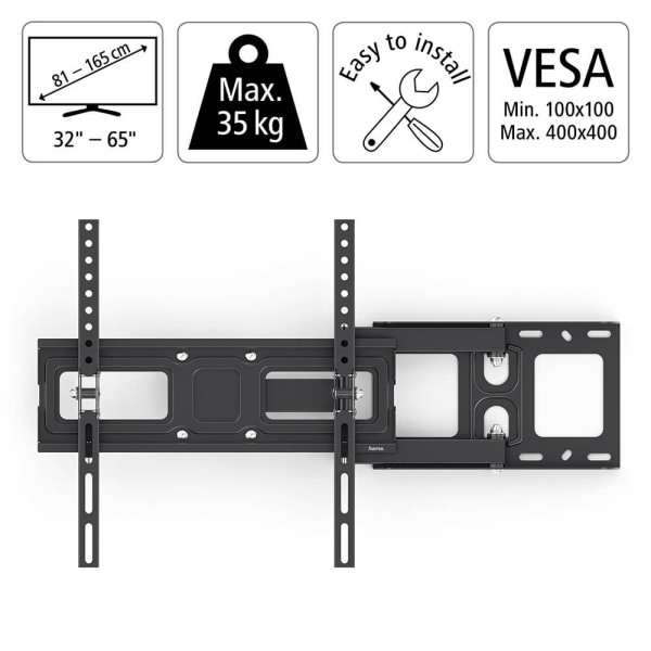 Hama TV Vægmontering Full Motion VESA op til 400x400 65" Sort