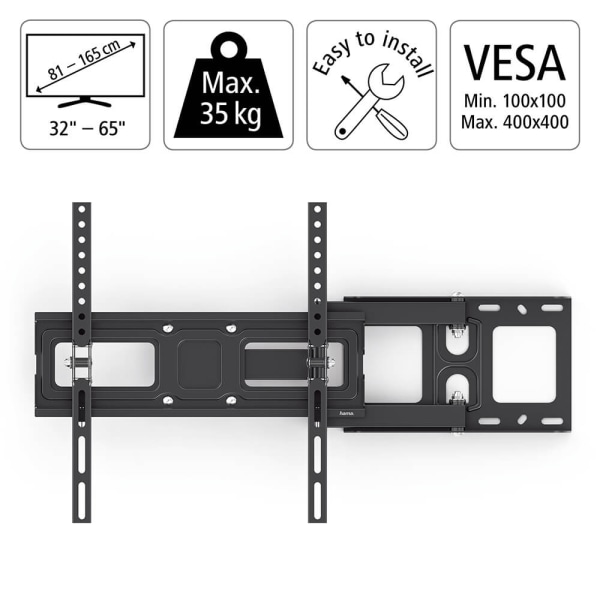 Hama TV Wall Bracket Full Motion VESA up to 400x400 65" Black