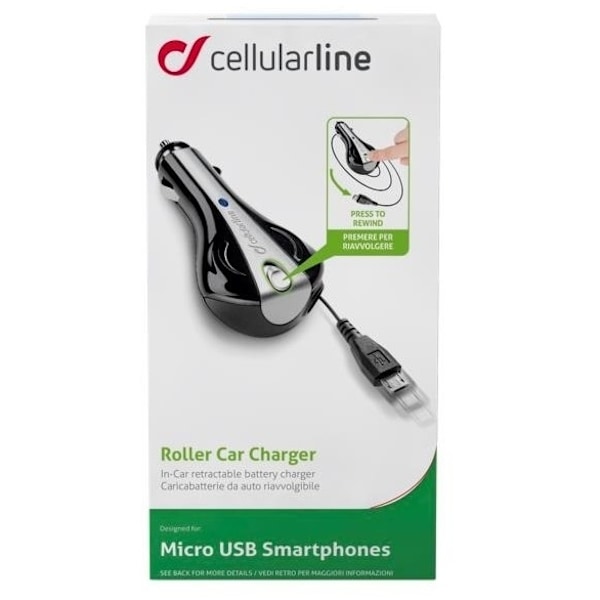 Cellularline autolaturi 12V microUSB ja joustava kaapeli