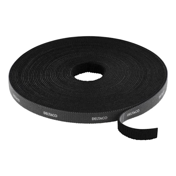 DELTACO Hook and loop fastener cable ties, width 9mm, 10m, black