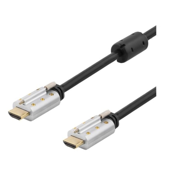 DELTACO HDMI kabel, låsbar, HDMI High Speed with Ethernet, 2m, s