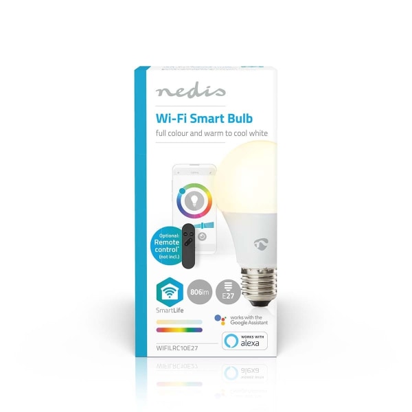 Nedis SmartLife Full Färg Glödlampa | Wi-Fi | E27 | 806 lm | 9 W | RGB / Varm till cool vit | 2700 - 6500 K | Android™ / IOS | Glödlampa | 1 st