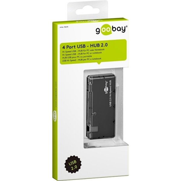 Goobay 4-vägs USB 2.0 Hi-Speed ​​HUB för anslutning av upp till 4 USB-enheter med en USB-anslutning