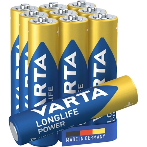 Varta LR03/AAA (Micro) (4903) batteri, 10 st. blister alkaliskt manganbatteri, 1,5 V