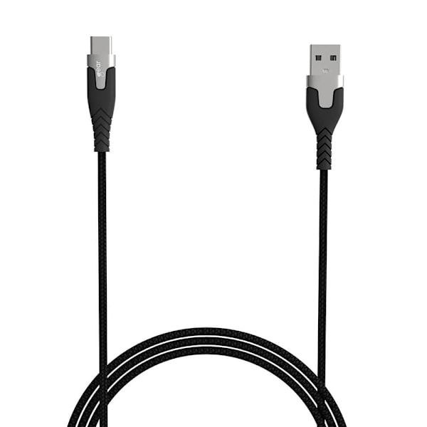 GEAR Ladekabel PRO USB-A til USB-C 2.0 1.5m Sort Kevlarkabel m/Metalkobling