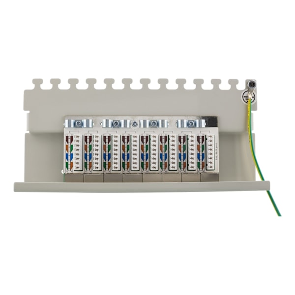 DELTACO Patchpanel, 8xRJ45, Cat6a, väggmonterbar, 10Gbps, grå