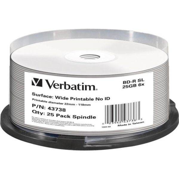 Verbatim BD-R, 6x, 25GB/200min, 25pack spindel, print, Hard Coat