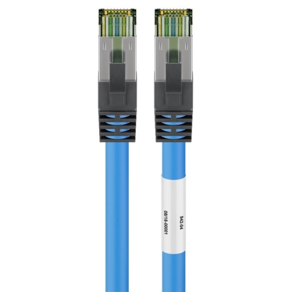 Goobay RJ45 (CAT 6A, 500 MHz) patchkabel med CAT 8.1 S/FTP rå kabel, blå 99,9 % syrefri kopparledare (OFC), AWG 24, halogenfri kabelhölje (LSZH)