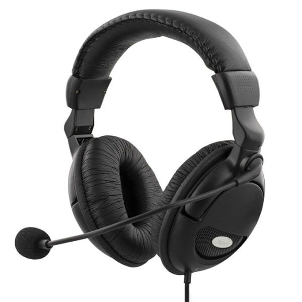 DELTACO headset med mikrofon, volumenkontrol på kablet, 2x3,5mm, 2m k